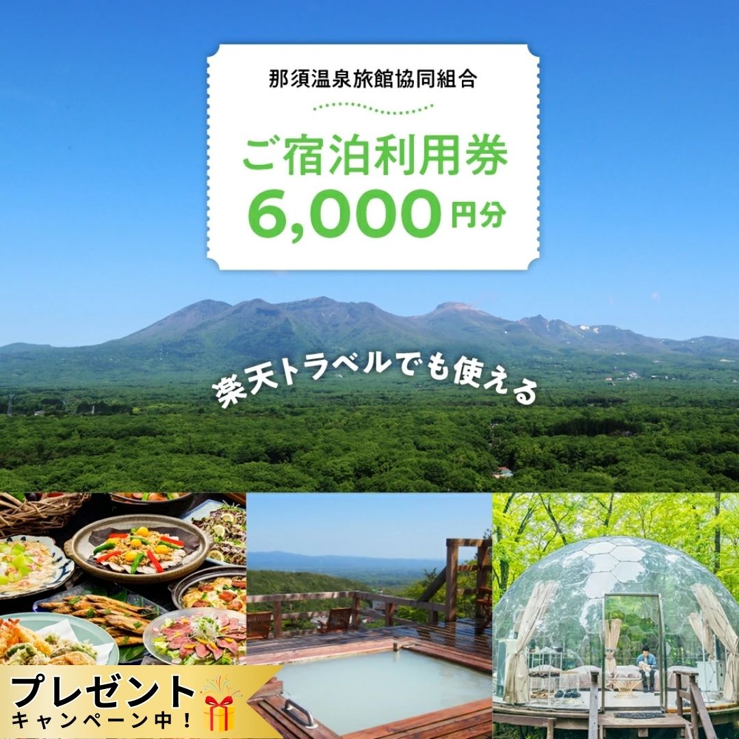 プレゼントキャンペーン中★楽天トラベルでも使える那須温泉旅館協同組合　ご宿泊利用券6,000円分（3,000円×2枚）｜ 宿泊 旅行 チケット クーポン 宿泊券 楽天トラベル 温泉 露天風呂 旅行券 温泉 ホテル 〔C-8〕