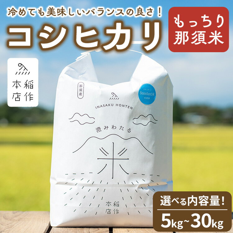 ＼選べる容量／【令和7年産】もっちり那須米 コシヒカリ 5kg～30kg | こしひかり 米 お米 コメ こめ 精米 もっちり感 甘み ツヤ 国産 那須 栃木県 那須町 ※2025年10月下旬頃より順次発送予定
