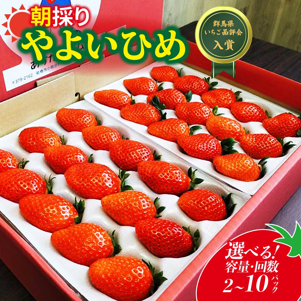 【先行予約：選べる容量】 やよいひめ 800g/2.4kg/4kg/4ヶ月定期便 | イチゴ 定期便 苺 高品質 たっぷり 新鮮 完熟 旬 ストロベリー 高級 産地直送 果汁 甘い あまい 人気 高評価 高糖度 ごほうび プレゼント 群馬県 前橋市