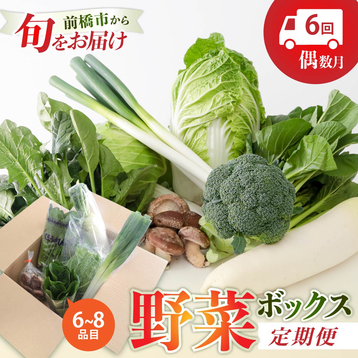 季節の野菜 詰め合わせセット 定期便（偶数月）年6回 | 野菜セット 新鮮 旬野菜 朝どれ 農家直送 旬 野菜 鮮度 赤城山麓 群馬野菜 国産野菜 詰め合わせ 野菜詰合せ おまかせ野菜 野菜便 お取り寄せ 産直野菜 群馬県 前橋市