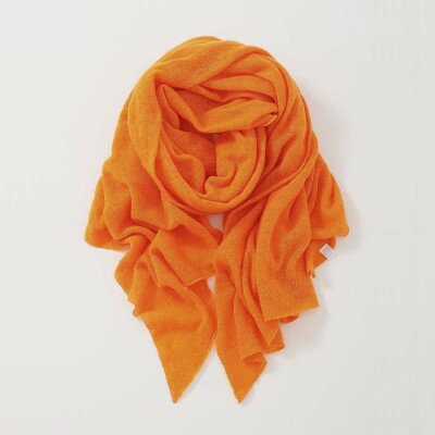 【 OTA KNIT 】ふわふわガーゼ ファーカシミヤ ショール(オレンジ)【1546519】