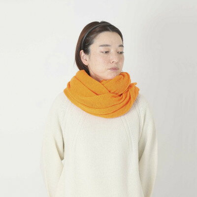 【ふるさと納税】【 OTA KNIT 】ふわふわガーゼ ファーカシミヤ ショール(オレンジ)【1546519】 サムネイル2