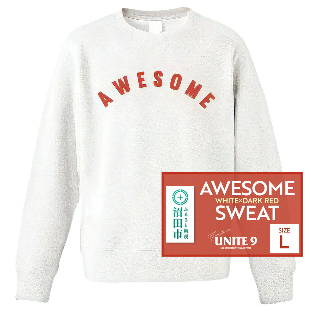AWESOME SWEAT WHITE×DARK RED ／ L FUN工房UNITE9