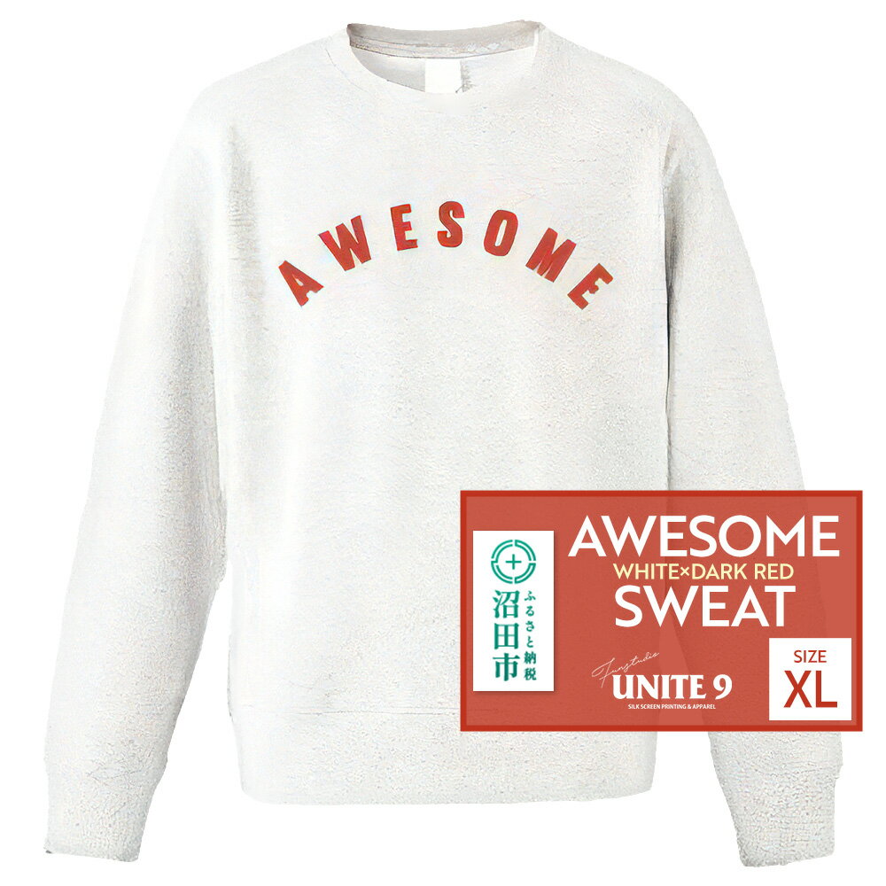 AWESOME SWEAT WHITE×DARK RED ／ XL FUN工房UNITE9