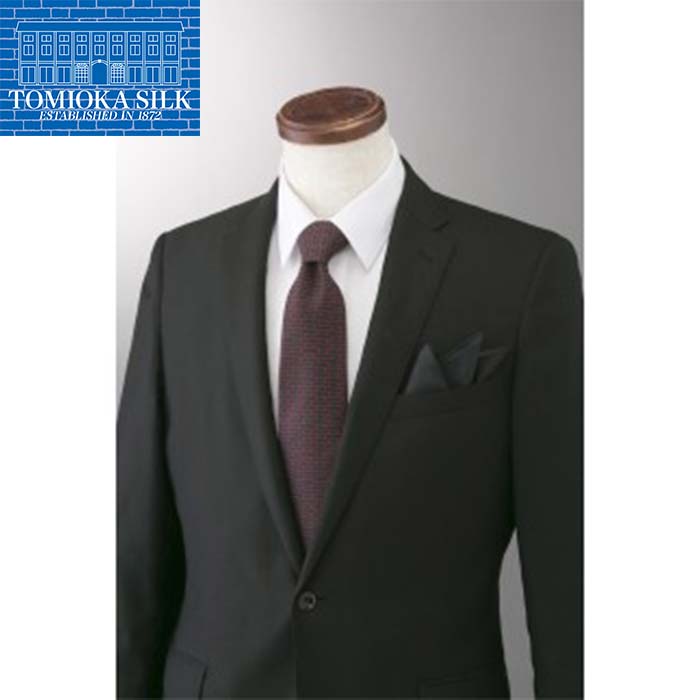 【ふるさと納税】 国産富岡シルク ネクタイ (レンガモチーフ)＜ブラック＞ 富岡 シルク 絹 ネクタイ 黒 ブラック レンガ 国産 ファッション 贈り物 ギフト F21E-355 サムネイル2