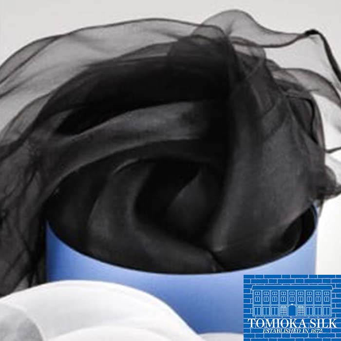 【ふるさと納税】 シルクオーガンジーストール 「モノトーン」＜黒＞ プレミアム ストール 黒 ブラック 富岡シルク 絹 春繭 シルク 国産 F21E-381 サムネイル2