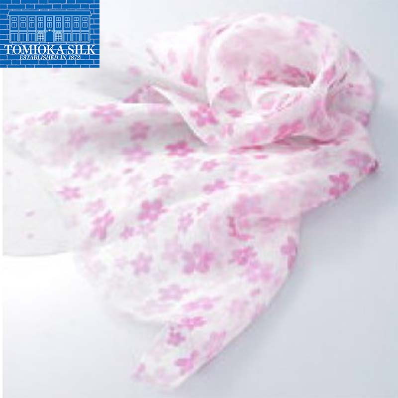 【ふるさと納税】 高級純国産富岡シルク100％ オーガンジーストール 「SAKURA」＜ピンク＞ 富岡シルク プレミアムストール ピンク 春繭 シルク 絹 ストール ギフト 贈り物 国産 F21E-392 サムネイル2