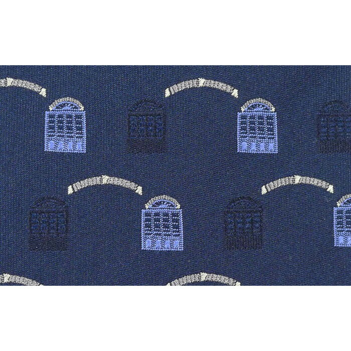 【ふるさと納税】《高級国産シルク100%》 富岡製糸場モチーフネクタイ「Arch」コンブルー F20E-104 サムネイル3