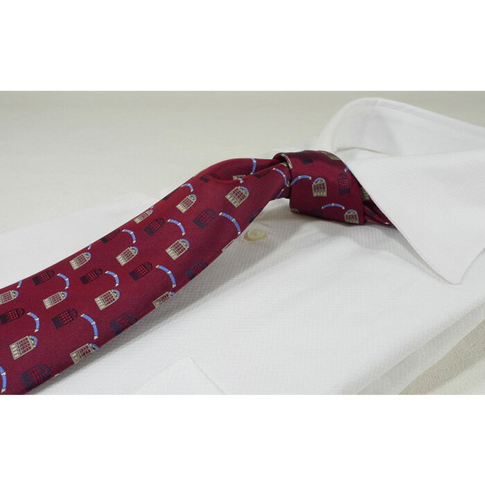 【ふるさと納税】《高級国産シルク100%》 富岡製糸場モチーフネクタイ「Arch」ワイン F20E-106 サムネイル2