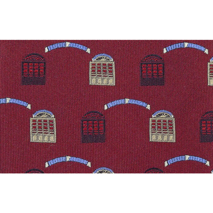 【ふるさと納税】《高級国産シルク100%》 富岡製糸場モチーフネクタイ「Arch」ワイン F20E-106 サムネイル3