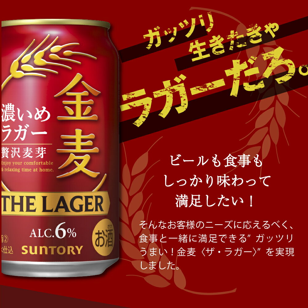 【ふるさと納税】 高評価 金麦 ザ・ラガー 350ml ( 選べる 1箱 2箱 / 単品 定期便 ) 濃いめのラガー 缶ビール 第3のビール 24本 24缶 48本 48缶 サントリー ビール 発泡酒 お酒 酒 アルコール お中元 父の日 ケース セット 箱 お取り寄せ 送料無料 群馬県 千代田町 サムネイル3