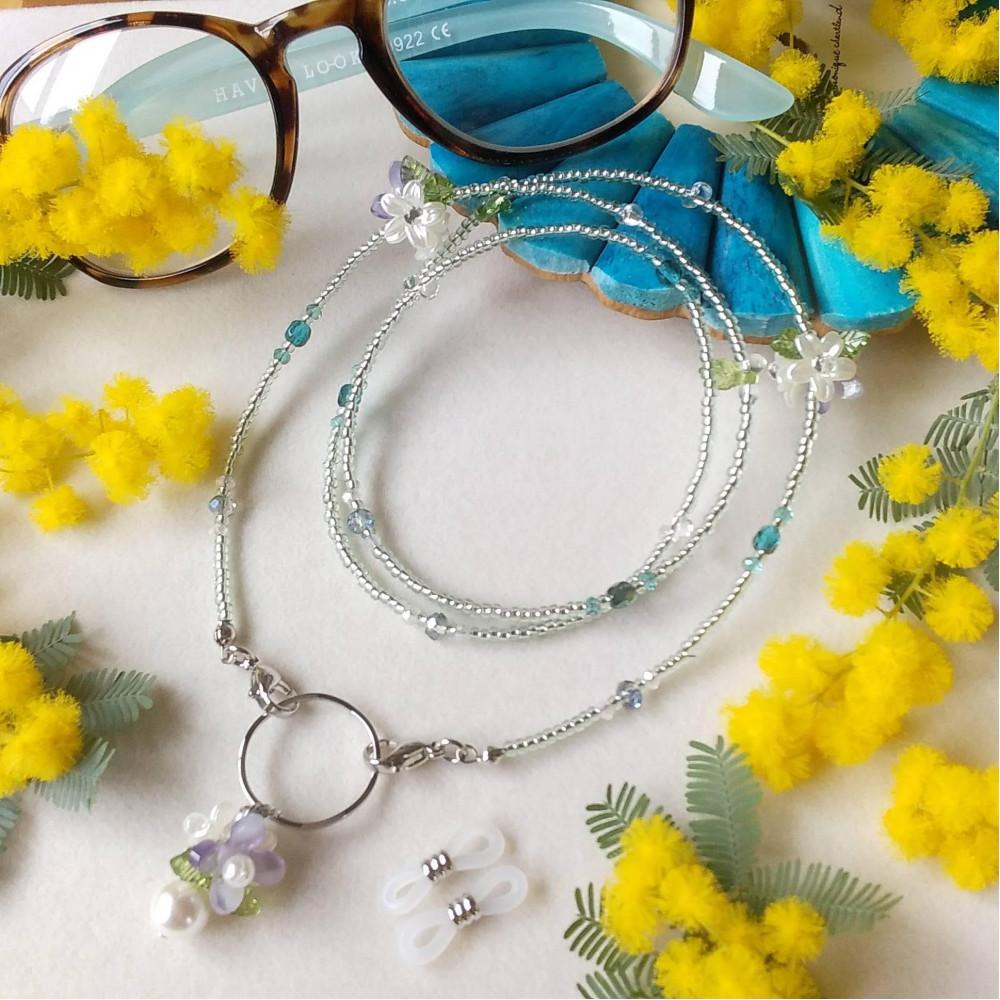 小花のメガネチェーン＊メガネホルダー＊3way＊グラスコード＊ネックレス＊マスクチェーン＊フラワー＊ | アクセ ファッション 人気 おすすめ 送料無料