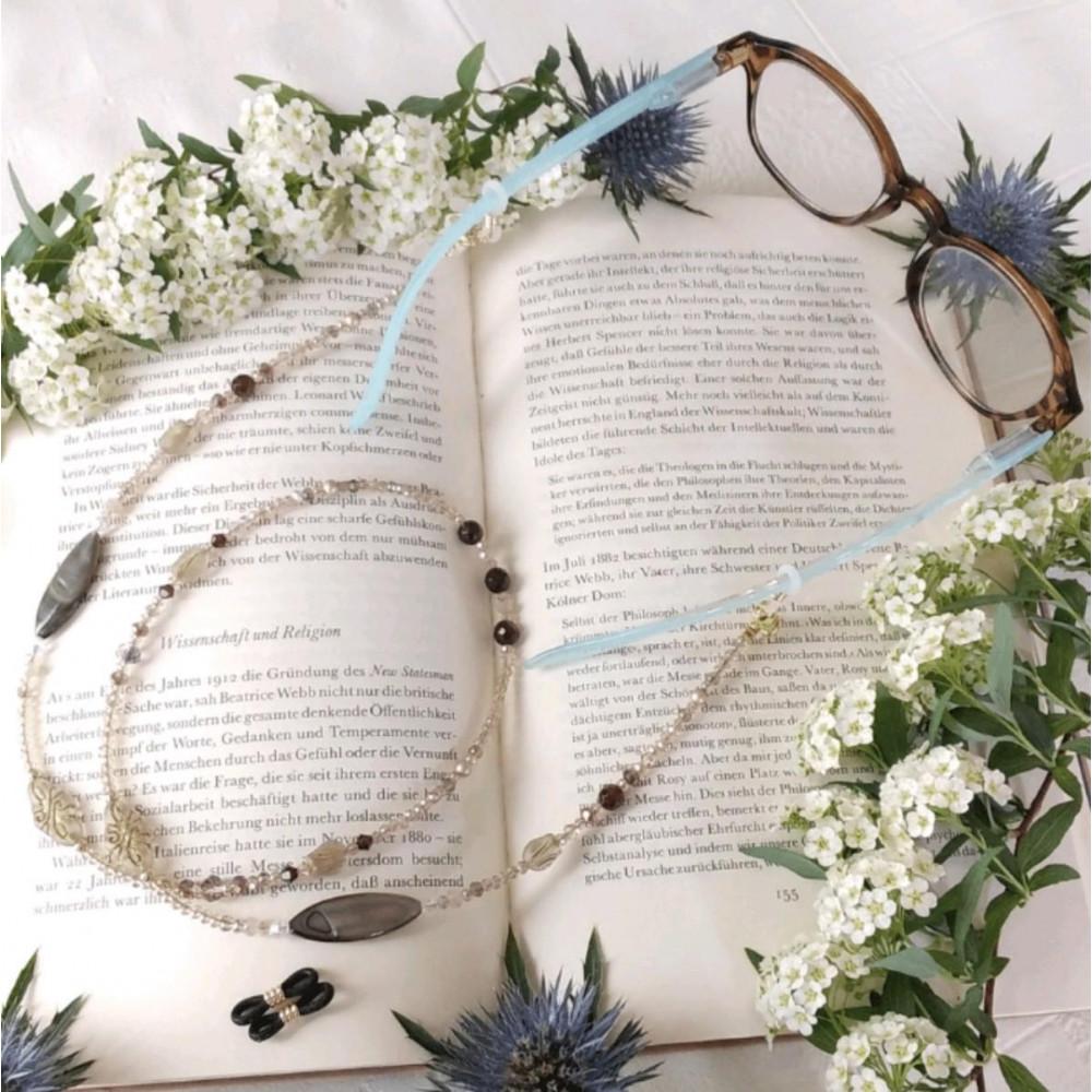 【大人の亜麻色】メガネチェーン＊4way＊ロングネックレス＊天然石＊グラスコード＊メガネホルダー＊シェル＊ガーネット | アクセ ファッション 人気 おすすめ 送料無料