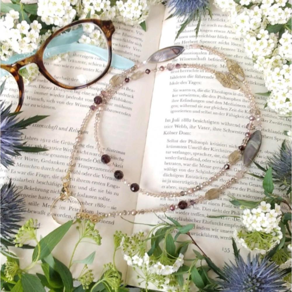 【ふるさと納税】【大人の亜麻色】メガネチェーン＊4way＊ロングネックレス＊天然石＊グラスコード＊メガネホルダー＊シェル＊ガーネット | アクセ ファッション 人気 おすすめ 送料無料 サムネイル2