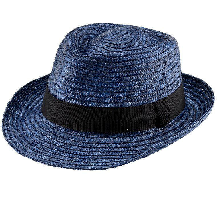 春日部市伝統工芸品 田中帽子店　麦わら中折れハット　ノア　ブルー　1点(UK-H005-M-BL)(AN028-1)