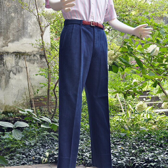 【ふるさと納税】 スラックス メンズ セミオーダー 藍染 武州 正藍染 姫刺し サムネイル2