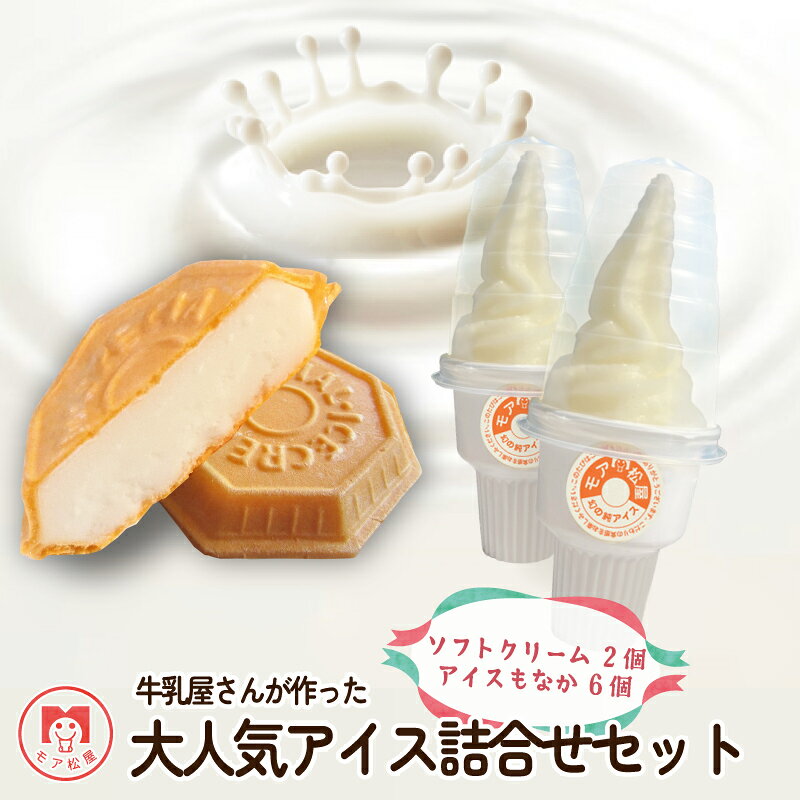 アイス もなか 6個 ソフトクリーム 2個 セット最中 個包装 手作り 卵 保存料 不使用 スイーツ デザート おやつ 小分け アイスクリーム ギフト プレゼント 牛乳屋さんが作った アイスもなか モア松屋 埼玉県 羽生市