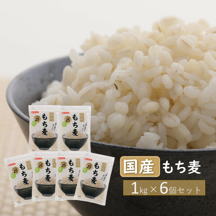 国産もち麦6kg《1kg×6個セット》雑穀 お米に混ぜて炊くだけ！便利なチャック付 小分けパック ダイエット 食物繊維 送料無料 No.029