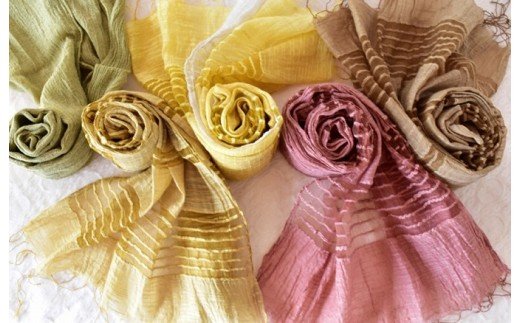 四季を楽しむ　草木染めストール＜茶色～グレー系＞　【11218-0055】