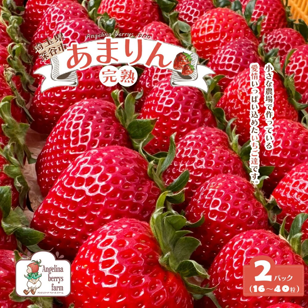 Angelina berrys farm あまりん16粒～40粒　2パック入り箱詰めいちご　【11218-0540】　# いちご 深谷 深谷市 朝採れ あまりん 完熟 甘い 糖度 アンジェリーナベリーズファーム 埼玉県