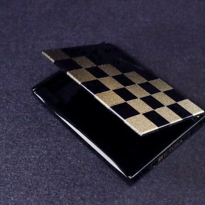 【ふるさと納税】K．TURA　市松模様木製名刺ケース（黒） ／ カードケース 漆塗り 純金箔 伝統 お洒落 送料無料 埼玉県 No.067 サムネイル2