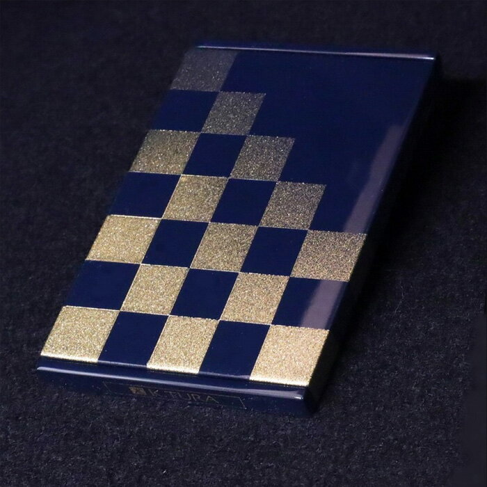 【ふるさと納税】K．TURA　市松模様木製名刺ケース（青） ／ カードケース 漆塗り 純金箔 伝統 お洒落 送料無料 埼玉県 No.069 サムネイル3