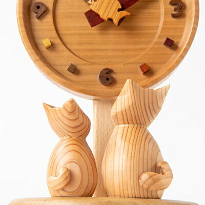 【ふるさと納税】【置き掛け兼用】 猫と魚の時計丸大 【ハンドメイド】【1593601】 サムネイル3