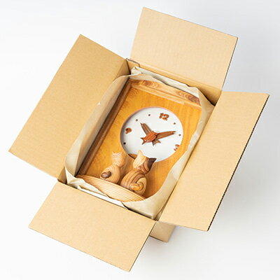 【ふるさと納税】【振り子時計】ウッディいるまの猫と魚の時計(四角)【ハンドメイド】【1454480】 サムネイル2