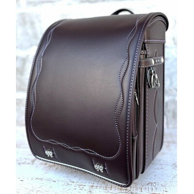 創業1955年林カバン店オリジナルキューブランドセル ボルドー/ラベンダーステッチ (女の子)【1201358】