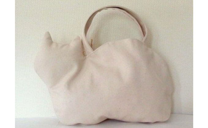 【ふるさと納税】ネコ型帆布トートバッグ　白猫 ファッション かばん 国産 生地 厚手 ポケット サムネイル2