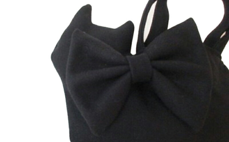 【ふるさと納税】オリジナルトートバッグ＊大きなリボンのネコバッグ　ブラック ファッション かばん 取り外し可能 暖か 生地 上品 黒猫 定番 人気 ポケット 入れ口小さめ かわいい おしゃれ サムネイル3