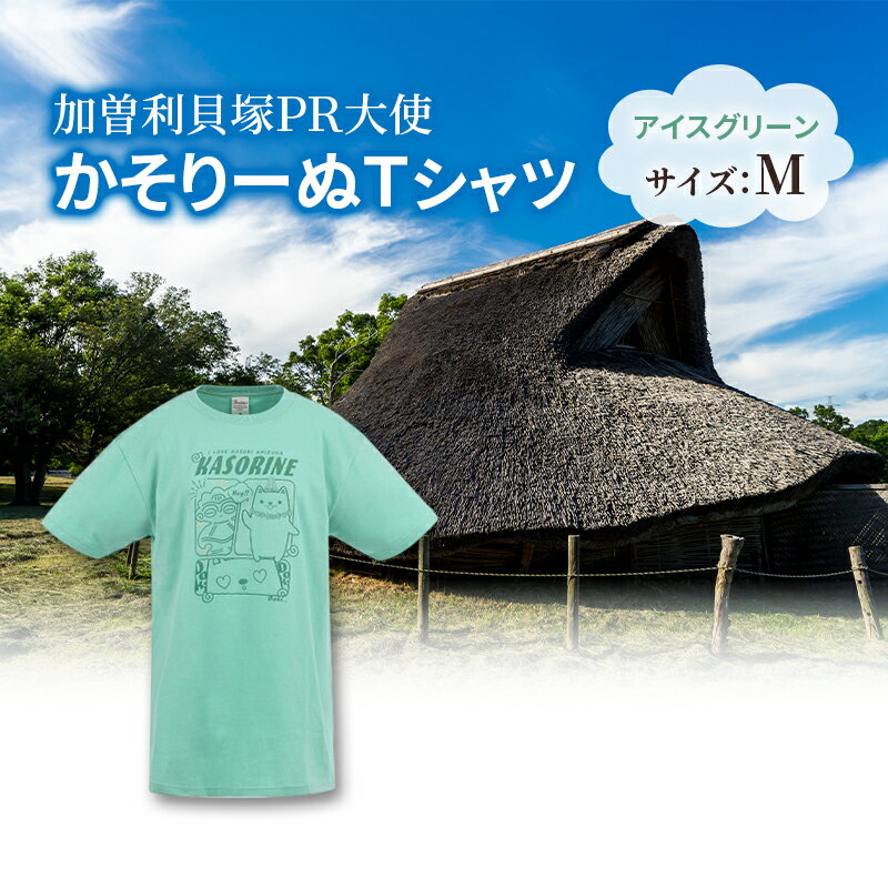 加曽利貝塚 PR大使 かそりーぬ Tシャツ/アイスグリーン/Mサイズ オリジナル Tシャツ 綿 100％ 半袖 男女兼用 千葉市　お届け：2025年4月15日～2026年1月15日まで