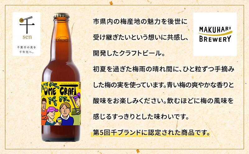 【ふるさと納税】クラフトビール UME CRAFT 12本セット 千ブランド 定期便 3ヶ月 ビール 幕張ブルワリー オレゴン州 ポートランド 梅 爽やか 酸味 すっきり 千葉市 千葉県 サムネイル3