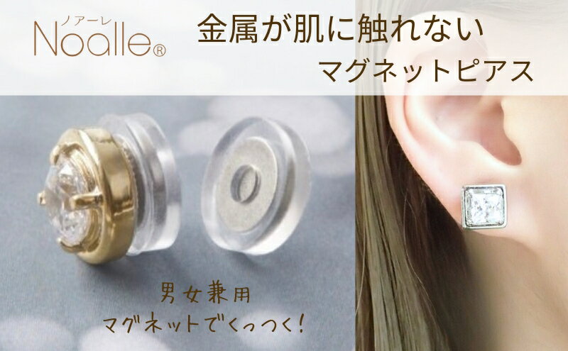 【ふるさと納税】マグネット式　ノンホールピアス　S-SQシルバー×クリアー　金属アレルギー　ユニセックス　イヤリング　ノアーレ　アクセサリー サムネイル2
