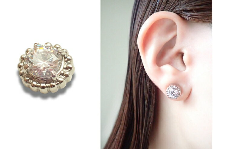 【ふるさと納税】マグネット式　ノンホールピアス　S-クリスタルSV　ノアーレ　金属アレルギー　ピアス見え　イヤリング サムネイル3