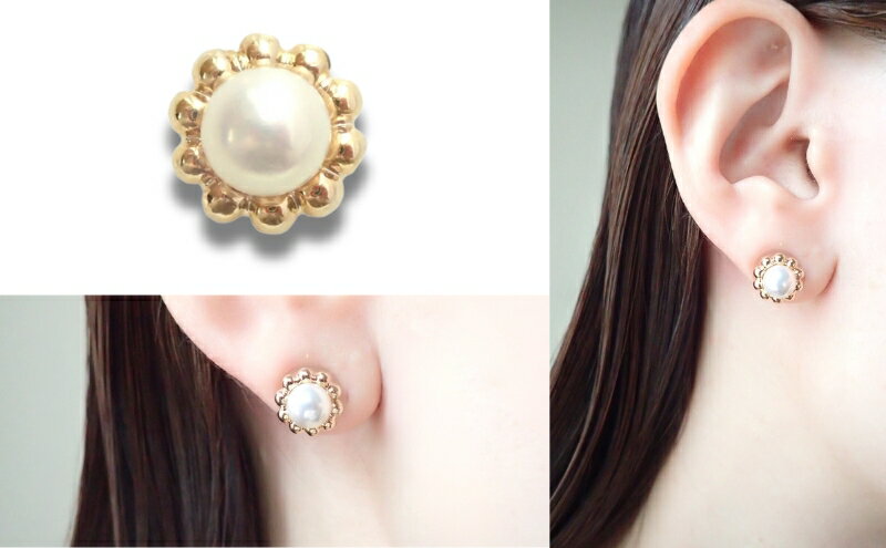 【ふるさと納税】ノアーレ　金属アレルギー対応　マグネット式　ノンホールピアス　S-パールフラワーGL アクセサリー　レディースアクセサリー　イヤリング　パール サムネイル3