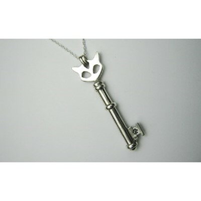銀の笛 猫の鍵、だけど笛　キーペンダント　ホイッスル　キャット　チェーン付き　シルバー【1203425】
