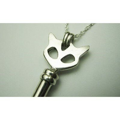 【ふるさと納税】銀の笛 猫の鍵、だけど笛　キーペンダント　ホイッスル　キャット　チェーン付き　シルバー【1203425】 サムネイル2
