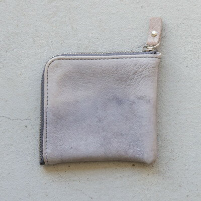 ジビエレザーL字ハーフ財布【エコトーングレー】【1489425】