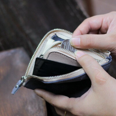 【ふるさと納税】ジビエレザーL字ハーフ財布【エコトーングレー】【1489425】 サムネイル3