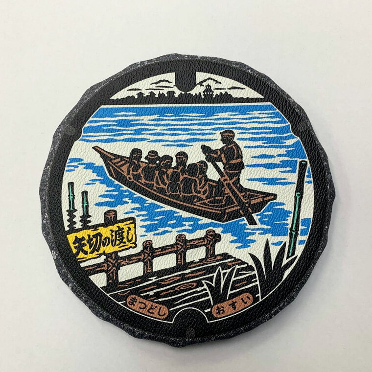 【柏レザー】松戸市マンホールポーチ　メンズ　レディース　小物入れ　カード　小銭　コイン　お札　マスク　衛生用品