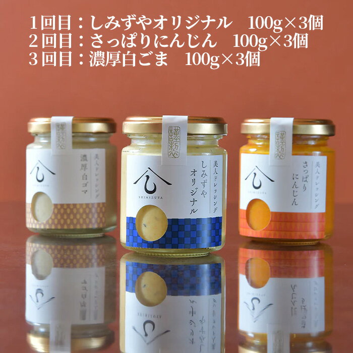 【ふるさと納税】No.173 ＜定期便・全3回＞【日本料理しみずや】毎月1種×3個お届け！美人ドレッシング ／ 野菜 調味料 ギフト アレンジ 和風味 送料無料 千葉県 サムネイル2