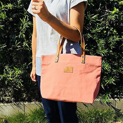 日本製 トート 小サイズ ピンク （パラフィン帆布） 牛革 トート 小型 手持ち カバン 鞄 本革 天然皮革製品 カラー カジュアル ギフト プレゼント 贈答 送料無料 ぬいざえもん 千葉県 旭市