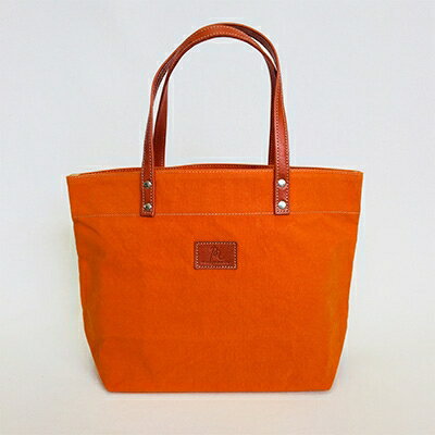 【ふるさと納税】 日本製 トート 小サイズ オレンジ （パラフィン帆布） 牛革 トート トートバッグ バッグ 小型 手持ち カバン 鞄 本革 天然皮革製品 プレゼント 贈答 記念日 お祝い 送料無料 ぬいざえもん 千葉県 旭市 サムネイル2