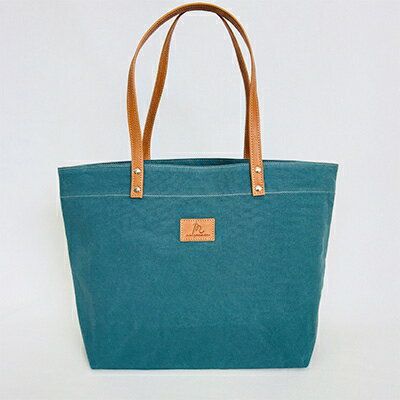 【ふるさと納税】 日本製 トート 中サイズ ブルー（パラフィン帆布）牛革 トート 小型 手持ち カバン 鞄 本革 天然皮革製品 カラー ブランド ギフト プレゼント 贈答 送料無料 ふるさと納税 ぬいざえもん 千葉県 旭市 サムネイル2