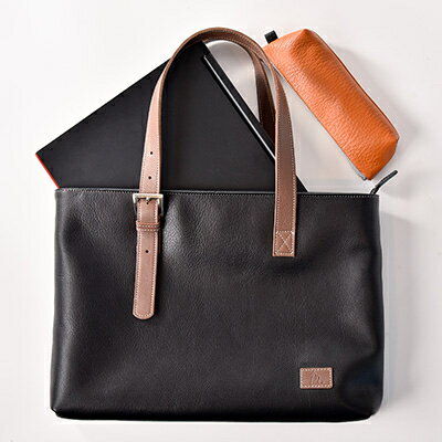 【ふるさと納税】 日本製 トート ブラック （千年トート） 牛革 トート スリム 手持ち カバン 鞄 本革 天然皮革製品 ビジネス カジュアル プライベート ギフト プレゼント 贈答 記念日 お祝い 送料無料 千葉県 旭 ぬいざえもん 千葉県 旭市 サムネイル2