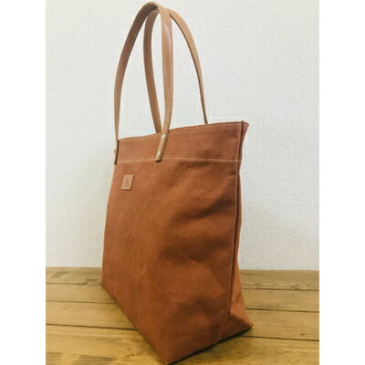 【ふるさと納税】 日本製トート 中サイズ （パラフィン帆布） ブラウン 手作り バッグ 鞄 カバン レザー 革 革製品 綿 綿帆布 天然皮革 本皮 シンプル ギフト プレゼント 贈答 送料無料 ふるさと納税 ぬいざえもん 千葉県 旭市 サムネイル3