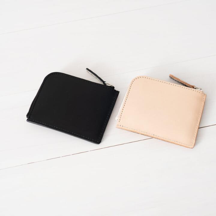 L字ファスナー 小銭入れ 【 ヌメ革 × ヘビ革 】 Hide series ( ハイドシリーズ ) ジビエ 革 レザー 財布 コインケース 黒 白 製品 習志野市 Bon Craft （ ボンクラフト ）