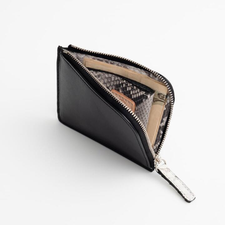 【ふるさと納税】 L字ファスナー 小銭入れ 【 ヌメ革 × ヘビ革 】 Hide series ( ハイドシリーズ ) ジビエ 革 レザー 財布 コインケース 黒 白 製品 習志野市 Bon Craft （ ボンクラフト ） サムネイル2