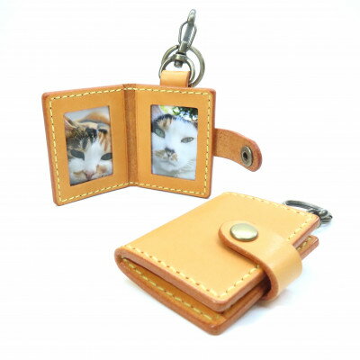 【ふるさと納税】牛ヌメ革 フォトキーホルダー(手縫い) 2個セット【1497562】 サムネイル2